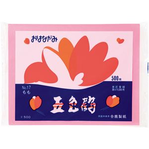 (まとめ) 合鹿製紙 おはながみ五色鶴 桃 GO-500-P 1パック(500枚) 【×10セット】