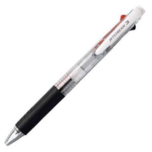 (まとめ) 三菱鉛筆 3色ボールペン ジェットストリーム 0.7mm (軸色 透明) SXE340007.T 1本 【×15セット】