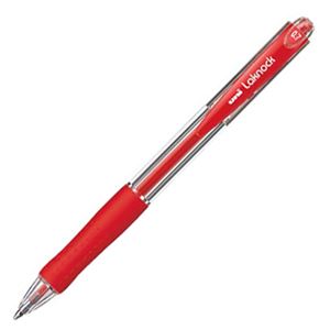 (まとめ) 三菱鉛筆 油性ボールペン VERY楽ノック 細字 0.7mm 赤 SN10007.15 1本 【×60セット】