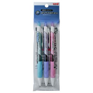 (まとめ) 三菱鉛筆 油性ボールペン ジェットストリーム 0.5mm 黒カラー軸 アソート(3色各1本) SXN15005.3C 1パック 【×10セット】