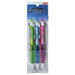(まとめ) 三菱鉛筆 油性ボールペン ジェットストリーム 0.7mm 黒 カラー軸 アソート(3色各1本) SXN15007.3C 1パック 【×10セット】