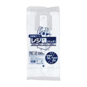省資源レジ袋東12西30号100枚入HD乳白 RE12 【(60袋×5ケース)合計300袋セット】 38-373