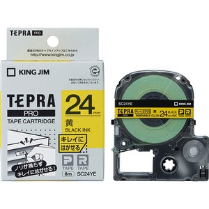 (業務用30セット) キングジム テプラPROテープ/キレイにはがせるテープ 【幅:24mm/長さ8m】 黄に黒文字 SC24YE