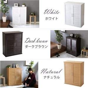 ルーバー扉 シューズボックス/下駄箱 単品 【ダークブラウン】 幅75cm 可動棚付き 〔玄関収納〕 組立品【代引不可】 - 画像 (3)