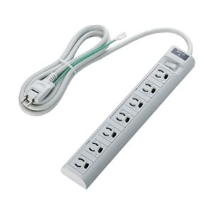 エレコム RoHS指令3ピン対応タップ/7個口/マグネット付/雷ガード/スイッチ連動/2.0m/グレー T-T05-3720LG/RS
