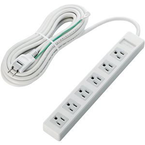 エレコム RoHS指令 3ピン対応タップ/6個口/マグネット付/5.0m/ホワイト T-T02-3650WH/RS - 画像 (2)