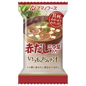 【まとめ買い】アマノフーズ いつものおみそ汁 赤だし（三つ葉入り） 7.5g（フリーズドライ） 60個（1ケース）【代引不可】