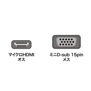 サンワサプライ マイクロHDMI-VGA変換アダプタ(HDMI Dオス-VGAメス・ブラック) AD-HD18VGA - 画像 (3)