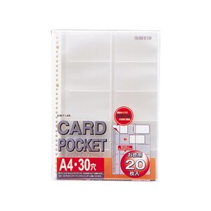 (まとめ) リヒトラブ リクエスト カードポケット透明 A4タテ 2・4・30穴 片面10ポケット(20カード収容) ヨコ入れ G49110 1パック(20枚) 【×10セット】