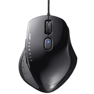 バッファロー(サプライ) 有線 BlueLED 5ボタン NEOFITマウス Mサイズ ブラック BSMBU510MBK - 画像 (2)