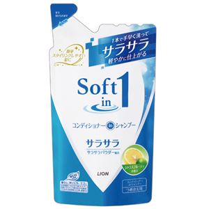 (まとめ) ライオン ソフトインワン コンディショナーインシャンプー サラサラ つめかえ用 380ml 1個 【×10セット】