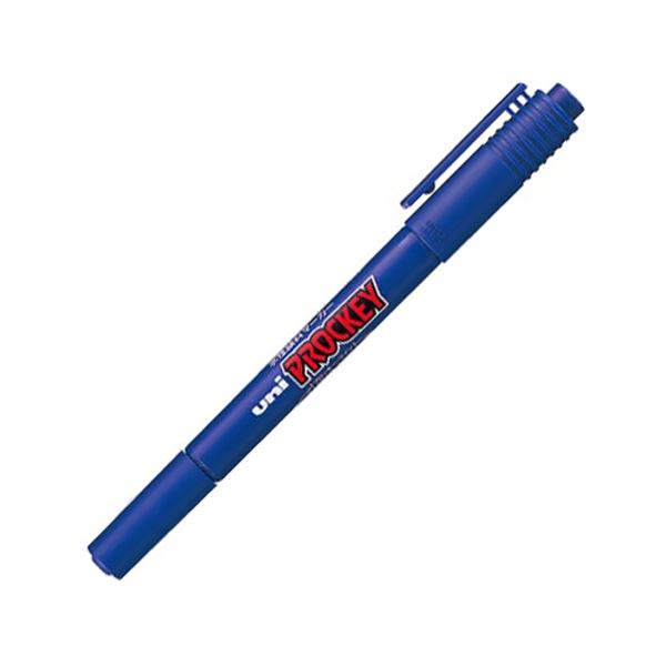 (まとめ) 三菱鉛筆 水性マーカー プロッキー 細字丸芯+極細 青 PM120T.33 1本 【×50セット】