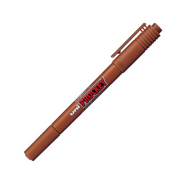 (まとめ) 三菱鉛筆 水性マーカー プロッキー 細字丸芯+極細 茶 PM120T.21 1本 【×50セット】