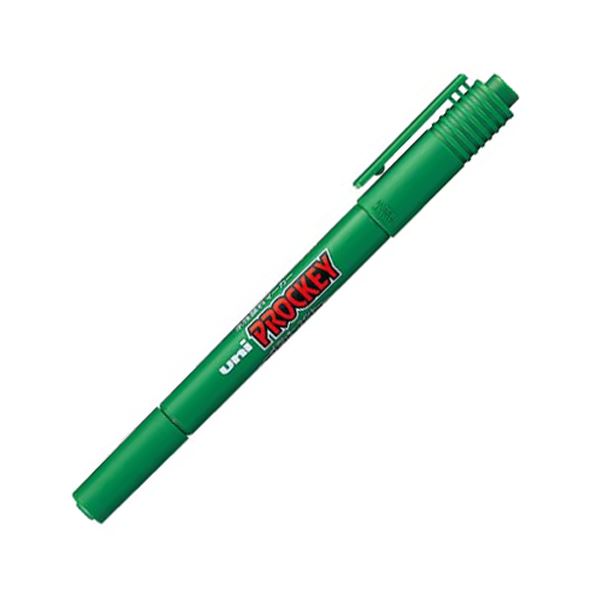 (まとめ) 三菱鉛筆 水性マーカー プロッキー 細字丸芯+極細 緑 PM120T.6 1本 【×50セット】