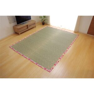 い草 ラグマット/絨毯 【花柄 ローズ 約191×250cm】 防滑加工 抗菌防臭 調湿機能 〔リビング ダイニング〕【代引不可】