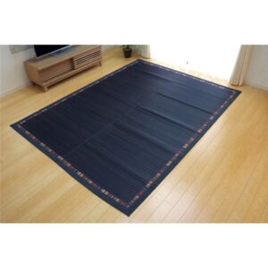 い草 ラグマット/絨毯 【エスニック柄 ブルー 約191×191cm】 防滑加工 抗菌防臭 調湿機能 〔リビング ダイニング〕【代引不可】