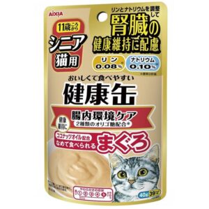 〔まとめ〕 キャットフード ペットフード アイシア シニア猫用 健康缶パウチ 腸内環境ケア 40g 48セット 猫用品 ペット用品【代引不可】