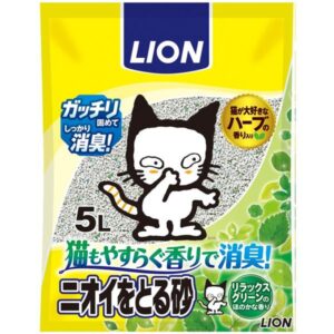 (まとめ)ニオイをとる砂 リラックスグリーンの香り5L 【ペット用品】【×4セット】