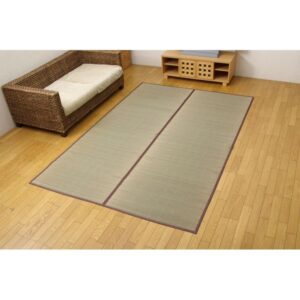 い草 花ござ/ラグマット 【無地 江戸間4.5畳 261×261cm】 裏:不織布 抗菌防臭 消臭 調湿 裏貼CP 〔リビング〕【代引不可】