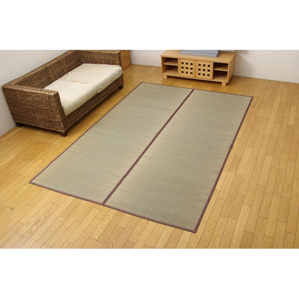 い草 花ござ/ラグマット 【無地 江戸間4.5畳 261×261cm】 裏:不織布 抗菌防臭 消臭 調湿 裏貼CP 〔リビング〕【代引不可】