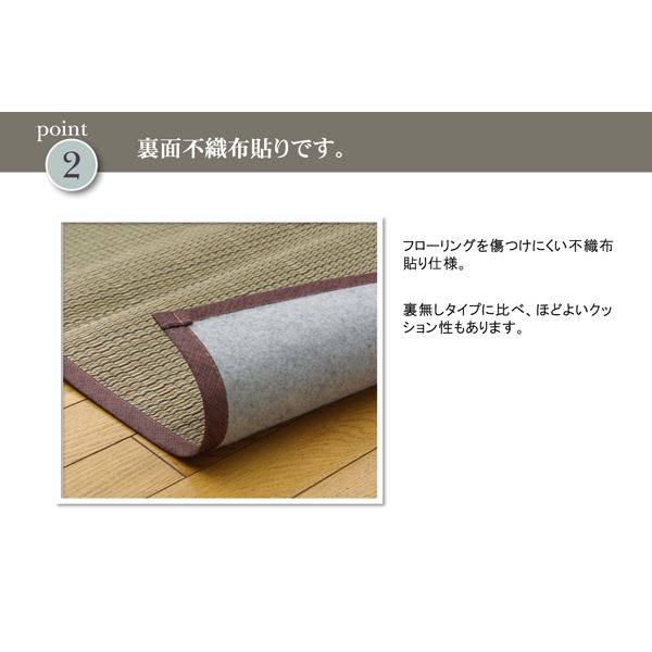 い草 花ござ/ラグマット 【無地 江戸間4.5畳 261×261cm】 裏:不織布 抗菌防臭 消臭 調湿 裏貼CP 〔リビング〕【代引不可】 - 画像 (4)