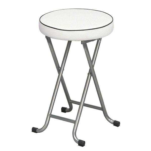 【6脚セット】ハニースツール(ホワイト/白) 高さ48cm/折りたたみ椅子/カウンターチェア/合成皮革/スチール/イス/コンパクト/スリム/キッチン/クッション/パイプイス/業務用/完成品/NK-013 - 画像 (2)