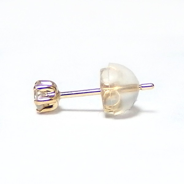 ピアス アクマリン K18 イエローゴールド 3月 誕生石 シリコン製ダブルロックキャッチ - 画像 (2)