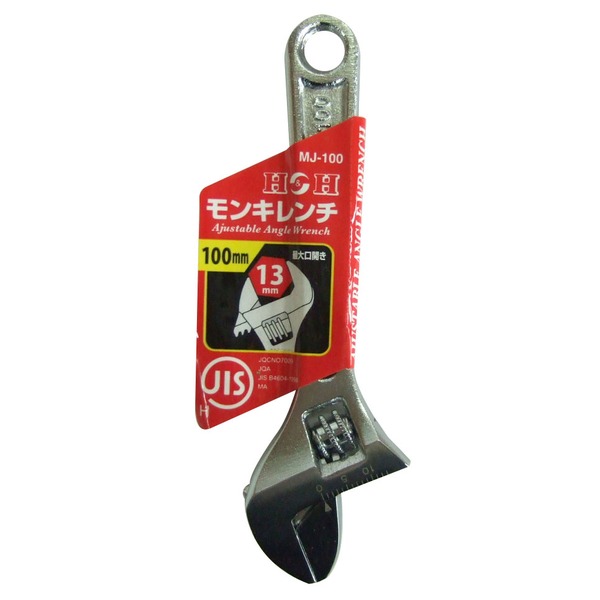 (まとめ)H&H モンキーレンチ/作業工具 【100mm】 目盛付き JIS/H級 MJ-100 〔業務用/DIY用品/日曜大工/スパナ〕【×4セット】