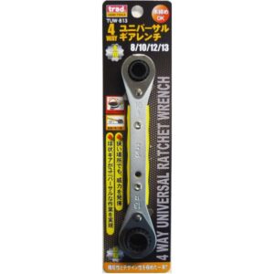(まとめ)TRAD 4WAYユニバーサルギアレンチ/作業工具 【 8/10/12/13mm】 本締め可 TUW-813 〔業務用/DIY用品/日曜大工/スパナ〕【×2セット】