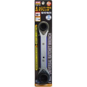 （まとめ）TRAD 4WAYユニバーサルギアレンチ/作業工具 【13/17/19/21mm】 本締め可 TUW-121 〔業務用/DIY用品/日曜大工/スパナ〕【×2セット】