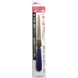 (まとめ)H&H ダイヤシャープナー/三角ヤスリ両面 【#150/#300】 ブルーグリップ(青) 〔業務用/家庭用/園芸/DIY〕【×3セット】