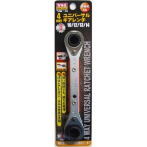 (まとめ)TRAD 4WAYユニバーサルギアレンチ/作業工具 【10/12/13/14mm】 本締め可 TUW-114 〔業務用/DIY用品/日曜大工/スパナ〕【×10セット】