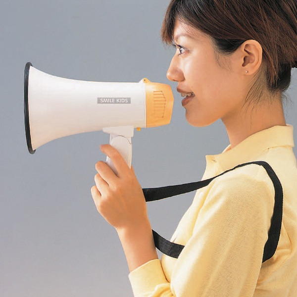 コンパクト 拡声器 約直径13.8×長さ21.6cm 最大出力:5ワット 肩ヒモ付き ハンドメガホン2 学校行事 イベント 緊急時 災害時 - 画像 (6)