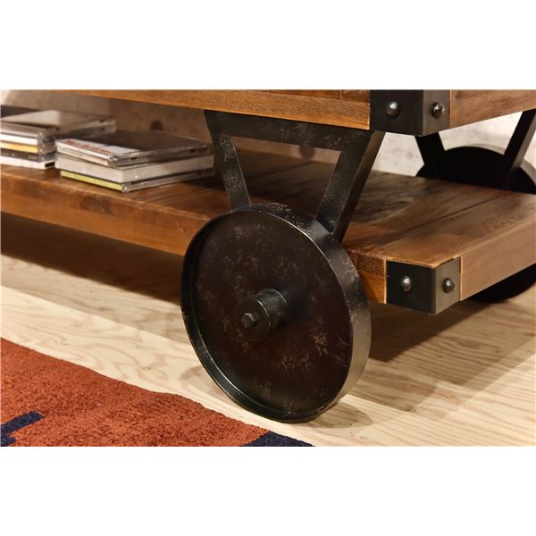 テレビ台 テレビボード 幅120cm 木製 アイアン 棚付き 取っ手付き トロリー ローボード リビング ダイニング インテリア家具 - 画像 (2)