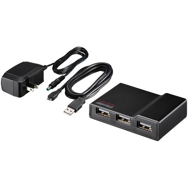 バッファロー(サプライ) USB2.0 TV/PC対応セルフパワー4ポートハブ ブラック BSH4A11BK - 画像 (4)