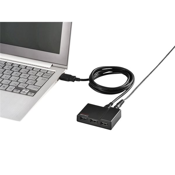 バッファロー(サプライ) USB2.0 TV/PC対応セルフパワー4ポートハブ ブラック BSH4A11BK - 画像 (5)