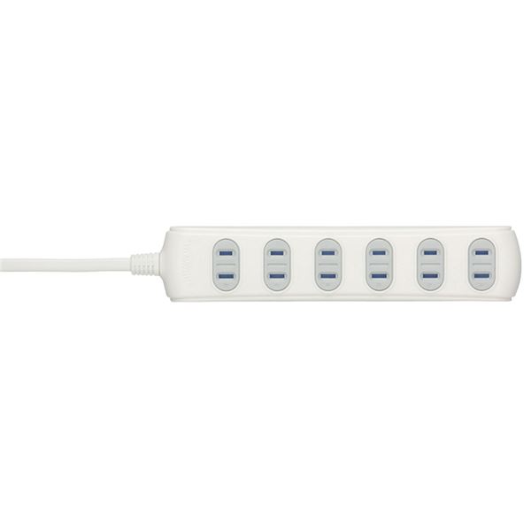 バッファロー(サプライ) 2ピン式電源タップ 6個口タイプ シャッター付 3m ホワイト BSTAPSH2630WH - 画像 (2)