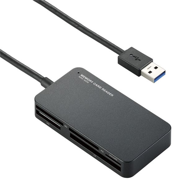 エレコム メモリリーダライタ/USB3.0/SD・microSD・MS・XD・CF対応/スリムコネクタ/ブラック MR3-A006BK - 画像 (2)