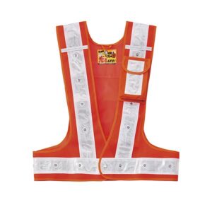 多機能LEDベスト 多機能LEDベスト-OW-W (メッシュ部:橙・反射部:白・LED発光色:緑)【代引不可】