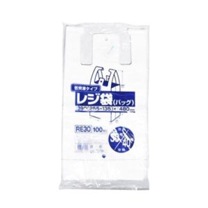 省資源レジ袋東30西40号100枚入HD乳白 RE30 【(30袋×5ケース)合計150袋セット】 38-375