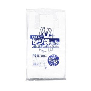 省資源レジ袋東45西45号100枚入HD乳白 RE45 【(20袋×5ケース)合計100袋セット】 38-376