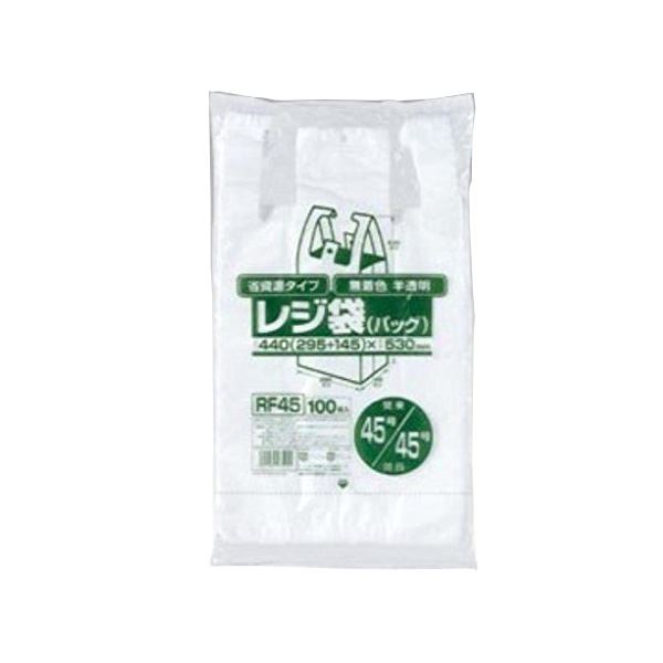 省資源レジ袋東45西45号100枚入HD半透明RF45 【(20袋×5ケース)合計100袋セット】 38-392