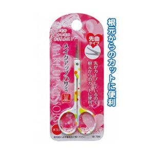 90mm水玉柄メイクアップハサミ(先曲タイプ) 【12個セット】 18-794