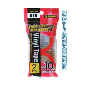 電気絶縁ビニールテープ赤(10m×2巻入) 【12個セット】 29-548