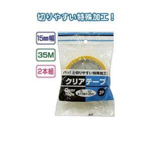166クリアテープ(15mm×35m・2P) 【12個セット】 32-166