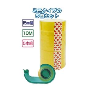 169ミニクリア粘着テープ(15mm×10m・5P) 【12個セット】 32-169