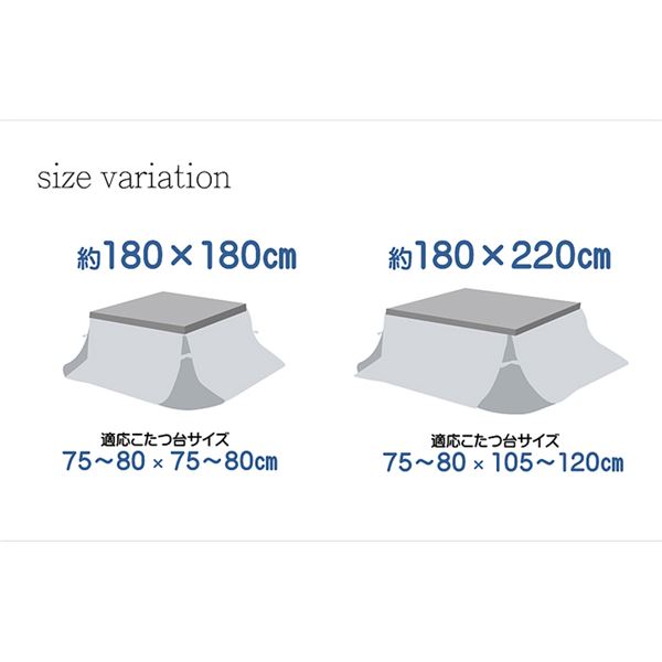 こたつ布団 【ノルディック柄 ベージュ 約180×180cm】 洗える 薄型 省スペース マイクロファイバー 〔リビング〕【代引不可】 - 画像 (4)