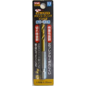(業務用10個セット) TRAD 六角軸ショートチタンドリル/先端工具 【鉄工・木工用】 穴径:5.0mm TTD-5.0 〔DIY用品/大工道具〕