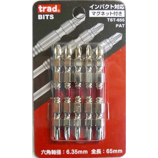 (業務用5セット) TRAD スリムトーションビット/先端工具 【5本入り×5セット】 +2×65mm TST-655 〔DIY用品/大工道具〕