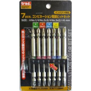 (業務用3セット) TRAD ドライバービットセット 【7個入り×3セット】 全長: 110mm 両頭ビット TCB-711 〔DIY用品/大工道具〕